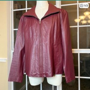 Kenneth Cole Reaction Deep Red Leather Jacket